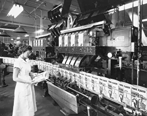 Conveyor Belt Prints: Packaging Machine at Corn Flakes Factory