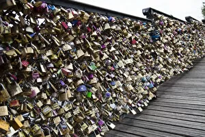 Images Dated 19th February 2016: Padlocks of love on the Seine River in Paris