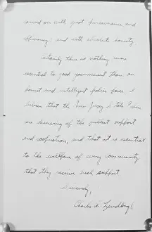 Handwriting Prints: Page Two of Letter from Charles Lindbergh