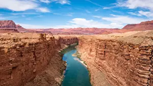 PAGE, USA - APRIL 17, 2019: Marble Canyon Bridge and colorado river near Page Arizona