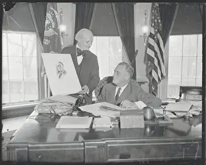 Painter Presenting Portrait to President Roosevelt