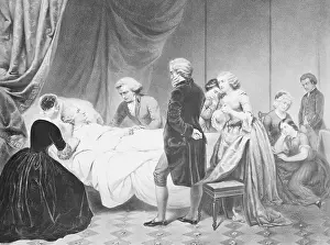 Painting of Attendants Comforting George Washington on His Deathbed