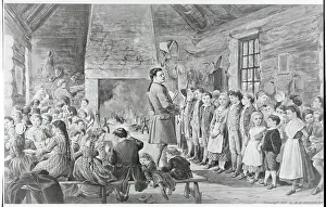 Painting of Colonial Schoolroom Scene