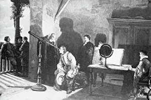 Teaching Prints: Painting of Galileo with Milton Looking Through a Telescope