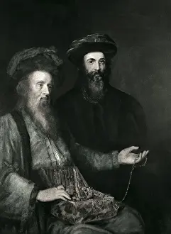 Jewelry Prints: Painting Of Men W/Chest Of Jewels