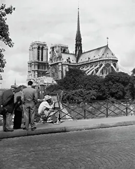 55 Art 003 Prints: Painting Near Notre-Dame