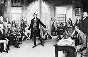 Patriot Prints: Painting of Patrick Henry Addressing Delegates by Clyde Osmer Deland