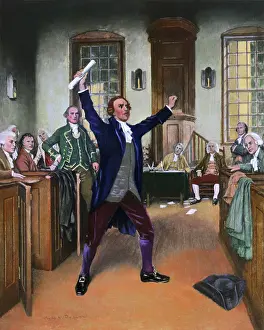 Speaker Prints: Painting of Patrick Henry Delivering His Famous Speech by Clyde O. De Land