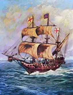 Pilgrim Prints: Painting of the Pilgrim Ship Mayflower