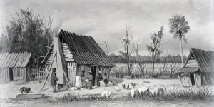 Cabin Prints: Painting Of Rural South Family