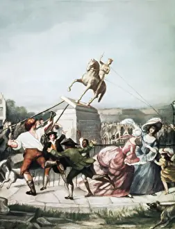 Pulling Prints: Painting of the Tearing Down of the Statue of George III by William Walcutt