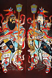 Side By Side Prints: Paintings on door of Chinese Assembly Hall
