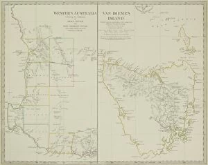 Paired antique maps of Western Australia and Van Diemen Island