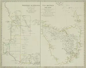 Scale Prints: Paired antique maps of Western Australia and Van Diemen Island
