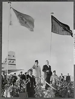 Sukarno Prints: Pakistani and Indonesian Leaders Saluting at Welcoming Ceremony