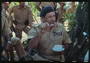 East Pakistan Prints: Pakistanian Army General Outdoors with Soldiers