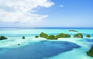 Seascape Collection: Palau rock islands and tropical water from above