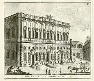 Palazzo Prints: The Palazzo della Consulta, Palace of the Council is today the seat of the Italian Constitutional Court in Rome
