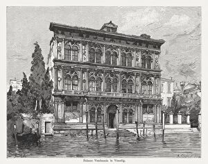 Venice Gallery: Palazzo Vendramin-Calergi, built 1481-1509, Venice, Italy, wood engraving, published 1884