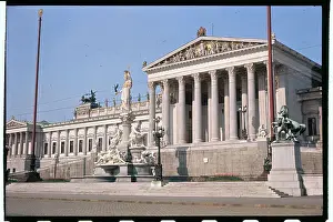 Neoclassical Prints: Pallas Athene Fountain by Carl Kundmann in Front of the Parliament Building