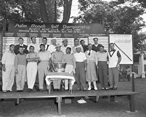 Westbury Prints: Palm Beach Round Robin Golfers Posing by Scoreboard