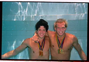 Pan American Games Gold Medalists Posing Arm in Arm Inside Swimming Pool