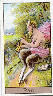 Pan, Vintage Cigarette Card, Mythological Gods and Goddesses series, 1924