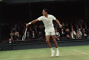 Wimbledon Prints: Pancho Gonzales Demonstrating a Backhand