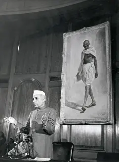 Pandit Nehru Giving Press Conference
