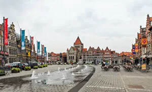 Images Dated 14th October 2015: Panorama of Grand place in Tournai