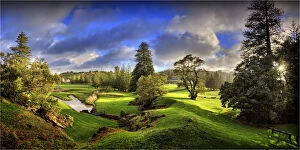 A panorama of the green and idyllic Kingston common, Norfolk Island