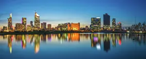 Urban Prints: Panorama Ho Chi Minh City Skyline at night riverside