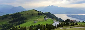Panorama from Rigi Staffel Mountain looking towards Pilatus Mountain, Rigikulm, Switzerland, Europe