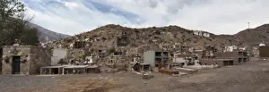 Humahuaca Prints: Panorama View of Famous Maimara Cemetery and Painters Palette on Background