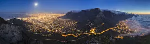 Images Dated 3rd February 2015: Panoramic full moon view of City Bowl, Cape Town, Western Cape Province, South Africa at night