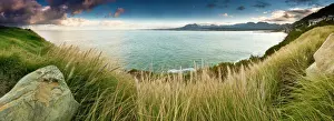 Panoramic Photo of Gordons Bay and the Strand area near Cape Town at Sunrise. Gordons Bay, Western Cape Province, Cape Town, South Africa