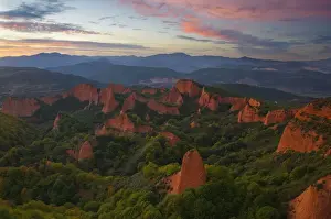 Gold Mine Prints: Panoramic view of Las MA dulas at sunset- Ponferrada- Castile and LeAon- Spain