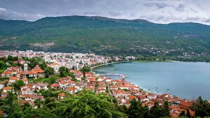 Images Dated 27th August 2018: Panoramic view of Ohrid and Ohrid lake, Macedonia