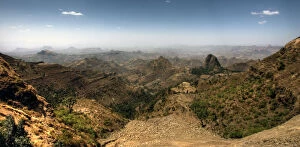 Panoramic view of Semien mountains and valleys