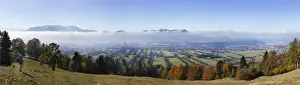 One Mature Woman Only Prints: Panoramic view from Sonntratn Mountain near Gaissach over the Isar valley