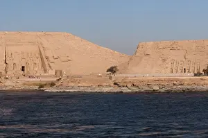 Lake Nasser Prints: Panoramic view of the Sun Temple and the Temple of Hathor at Abu Simbel