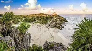 Panoramic view of Tulum beach, Mexico