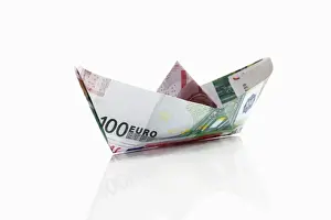 Bank Prints: Paper boat from euro notes