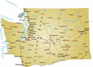 Images Dated 29th May 2018: A paper map of Washington state