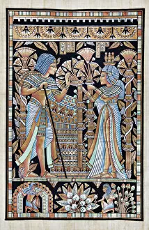 Papyrus Depicting Tutankhamun and His Wife Ankhesenamun