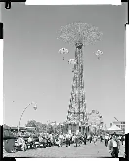 Parachuting Prints: Parachute Jump on Boardwalk at Coney Island
