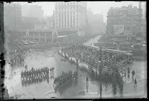 Parade Moving Through Columbus Circle