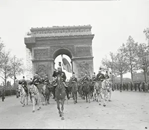 Paraders in War Victory Ceremony at Champs Elysees