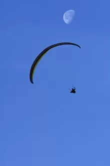 Images Dated 16th July 2011: Paraglider with moon