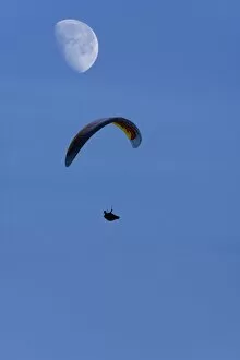 Images Dated 16th July 2011: Paraglider with moon